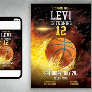 Basketball Printable Birthday Invitation, Basketball Invitation, Sports ...