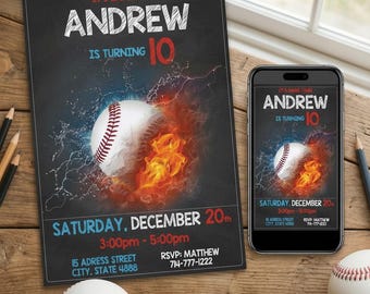 Baseball Birthday Invitation: Editable Sports Party Invite (Digital Download)