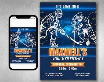 Hockey Birthday Printable Invitation, Hockey Game Invitations, Hockey Birthday Party, Hockey Boys Party, Hockey Invitations, Hockey Theme