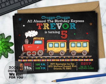 Train Ticket Invitation, Train Birthday Invitation, Train Invitation, Train Invites, Train Party, Steam Engine, Personalized, Printables