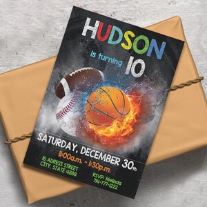 Sports Birthday Party Invitation, Sport Invitation, Sport Birthday Party, Sport Theme flyer, All Star Sport, ALL STAR SPORTS Invitation