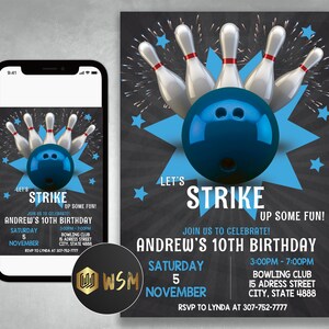 Bowling Birthday Invitation: Strike Up Some Fun (Digital Download)