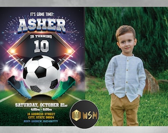 Soccer Birthday Invitation with Photo (Printable)