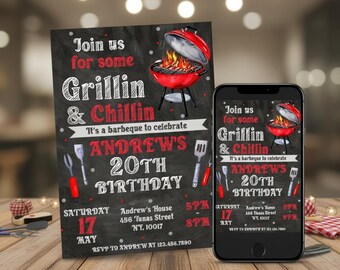 BBQ Birthday Invitation: Editable Backyard Barbecue Party Invite (Digital File)