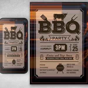 Editable Backyard BBQ Invitation: Summer Cookout, Grill Party (Digital Download)