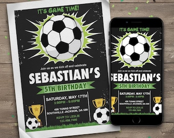 Fußball-Geburtstagseinladung: Bearbeitbare Sportparty einladen (Digitaler Download)