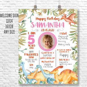 Dinosaur Birthday Milestone Poster: Customizable Chalkboard Sign (Digital Download)