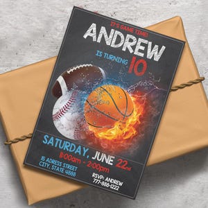 Sports Birthday Invitation Template: All-Star Theme (Digital Download)