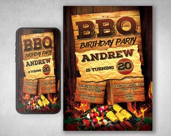 Backyard BBQ Party Invitation: Grill & Cookout (Digital File)