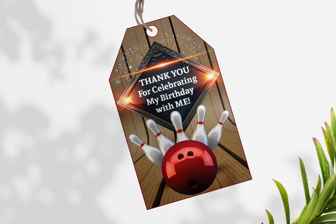 Bowling Tag, Bowling Printable Thanks Card, Bowling Party Decor, Strike ...