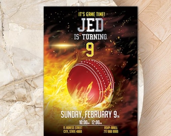 Cricket Geburtstagseinladung: Sport-Thema Party einladen (Digitaler Download)
