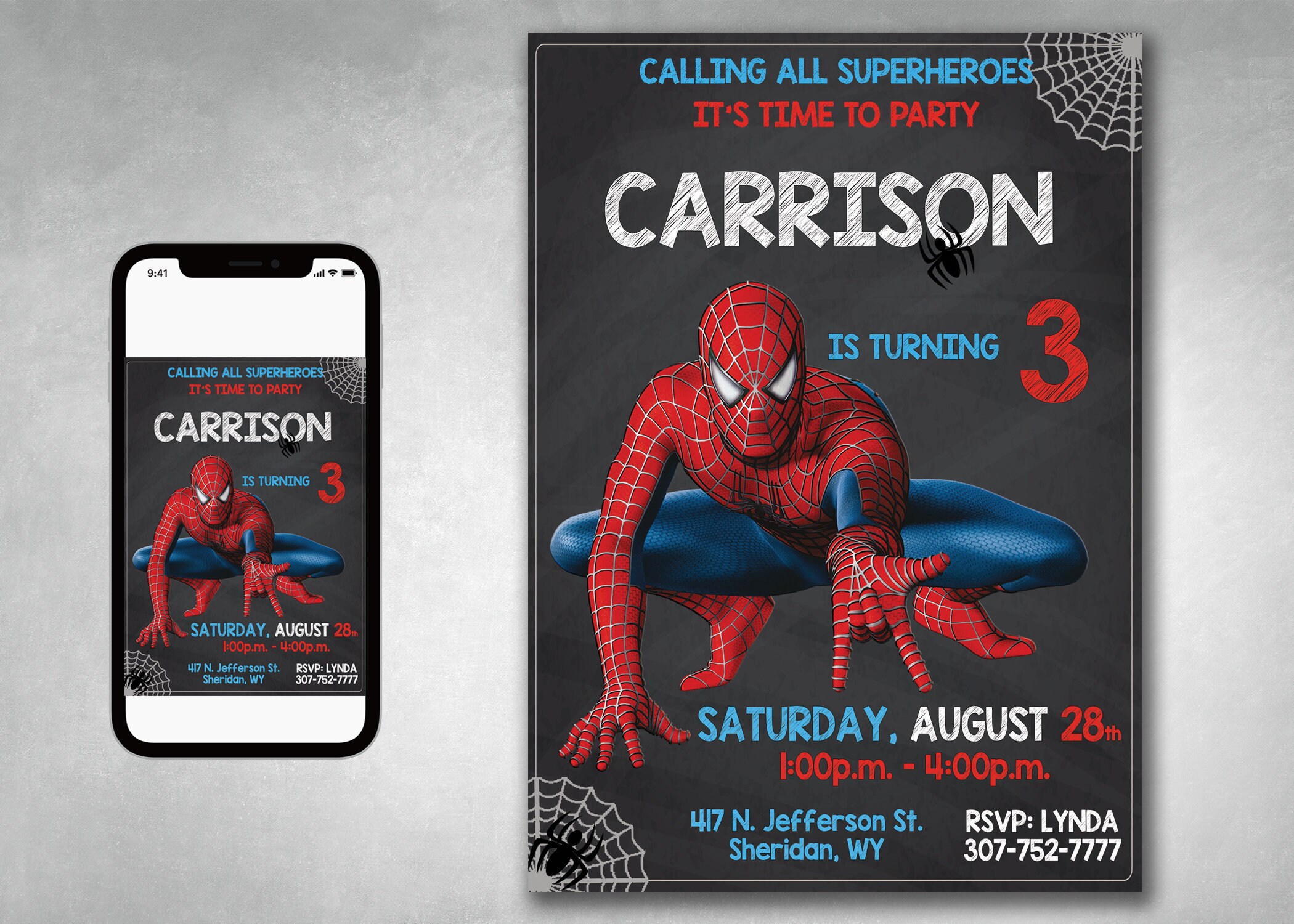 Editable Spider Man Birthday Invitations