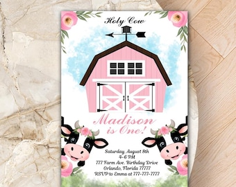 Cow Birthday Invitation: Editable Farm Party Invite (Digital Download)