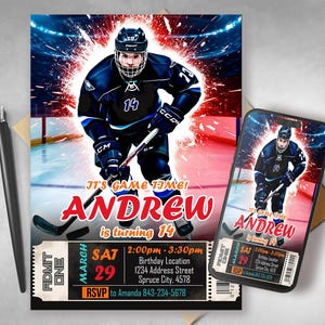 Hockey Birthday Printable Invitation, Hockey Game Invitations, Hockey Birthday Party, Hockey Boys Party, Hockey Invitations, Hockey Theme