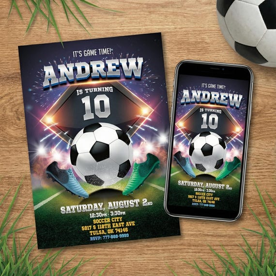 Inviti Compleanno Calcio Per Bambini - 20 Pezzi Con Buste Formato A6 - Fai Una Sorpresa Da Campione!