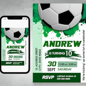 Soccer Birthday Invitation: Boys Football Party (Digital Download)