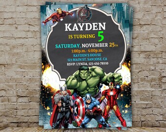 Avenger Birthday Invitation, Avenger Invitation, Boy Invitation, Superhero Party, Avenger, Superhero