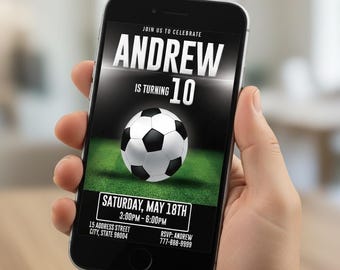 Soccer Birthday Invitation | Editable Sports Party Invite | Printable Soccer Template (Digital Download)