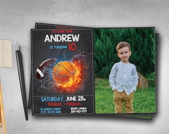 Sports Birthday Invitation: All Stars Party Invite (Digital Download)