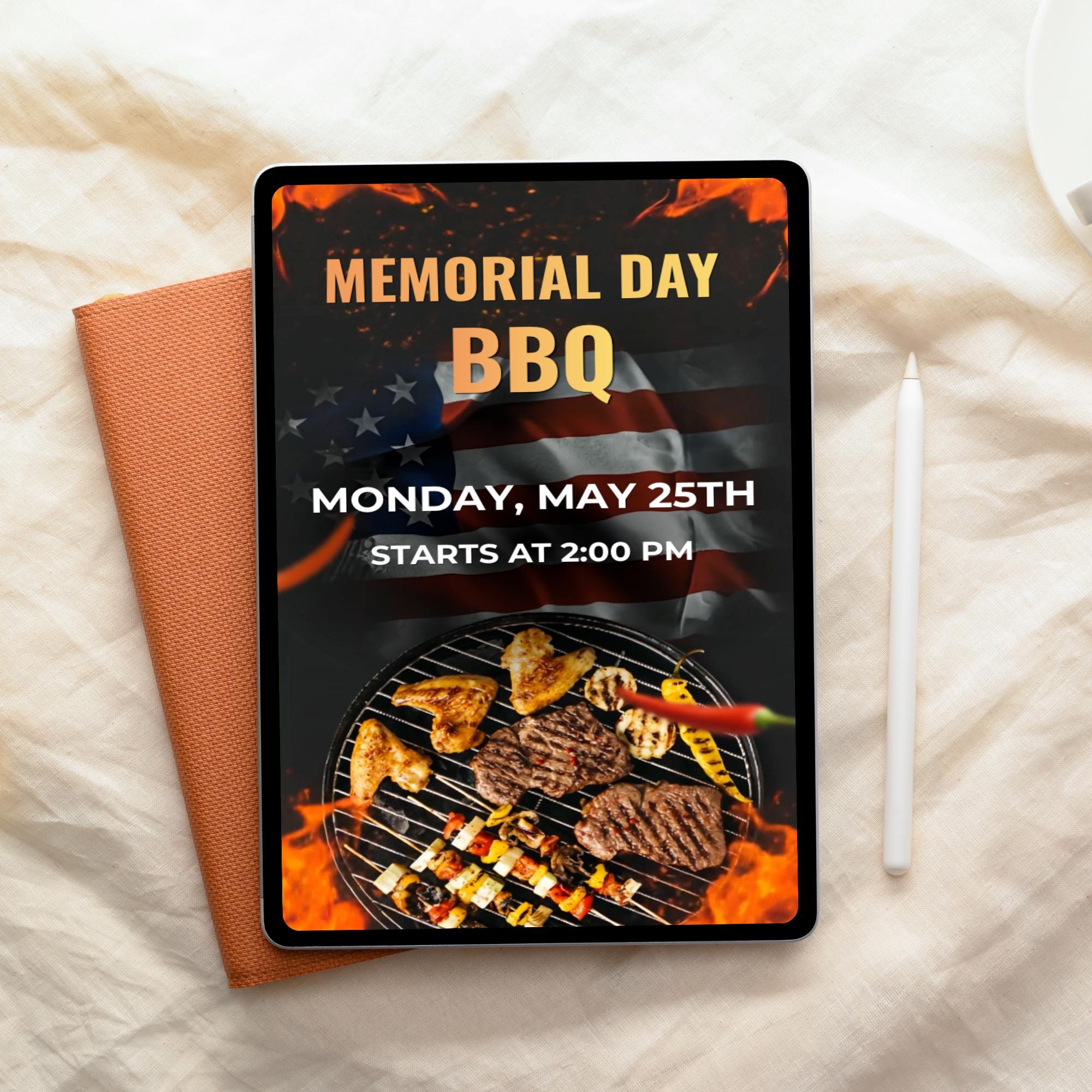 Memorial Day BBQ Video Invitation, Editable Patriotic Party Invite ...