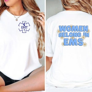 EMS t-shirt, vrouwelijk EMS shirt, EMT shirt, paramedicus shirt, vrouwen in noodgeneeskunde shirt, medische noodtechnicus, emt gear