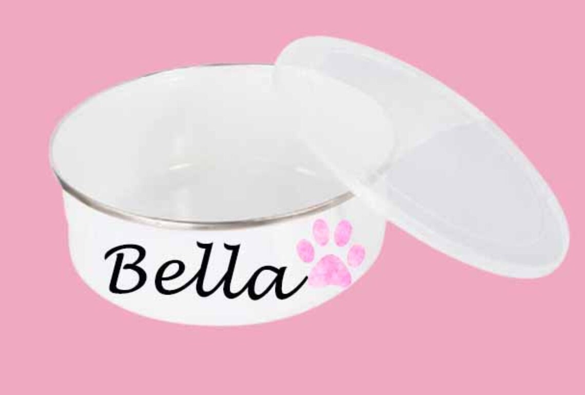 Personalised Enamel Dog Bowl With Lid 30 Colour Choices Etsy UK