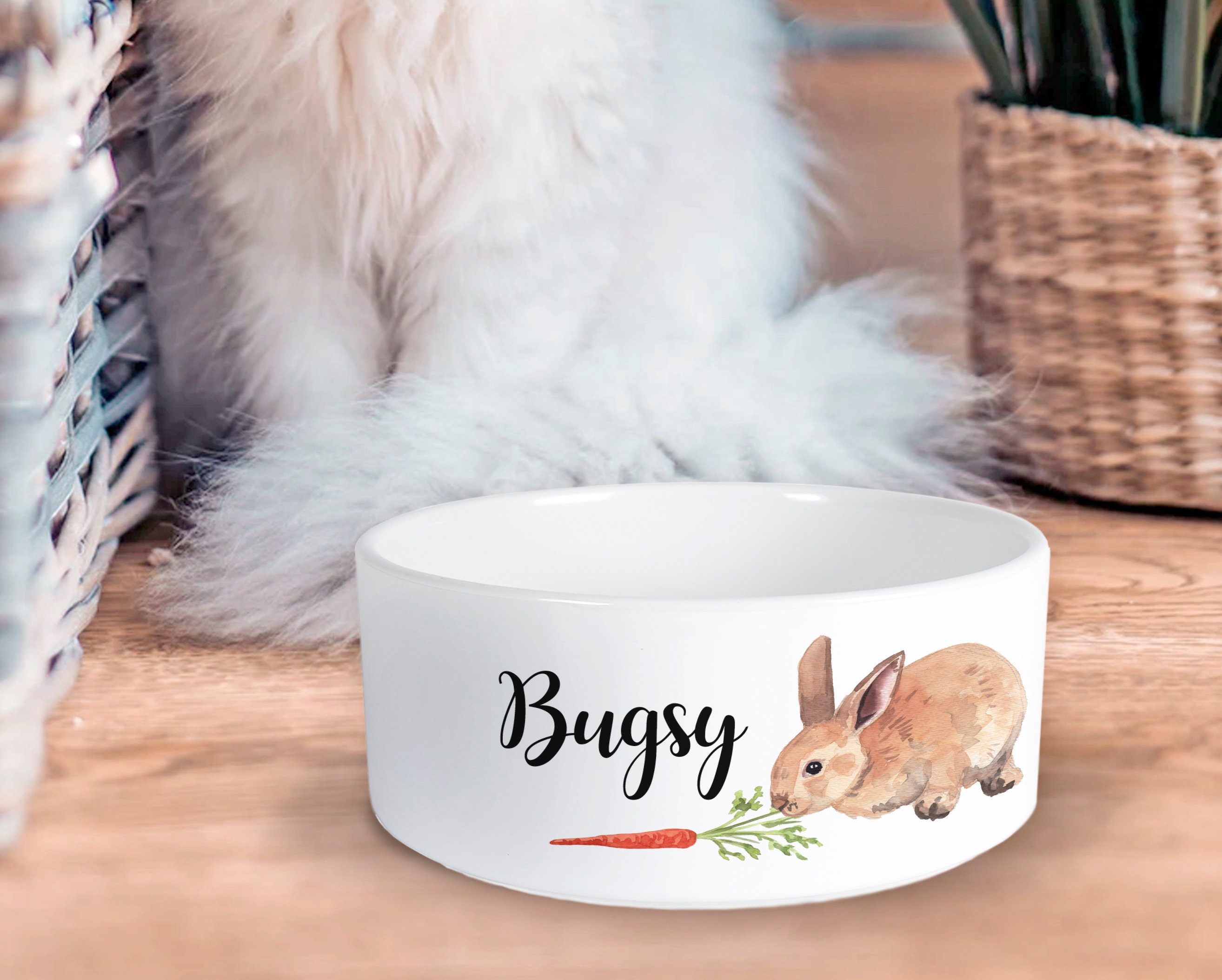 Personalised Rabbit Food Water Dish Bowl Rabbit Bowl Ceramic Etsy