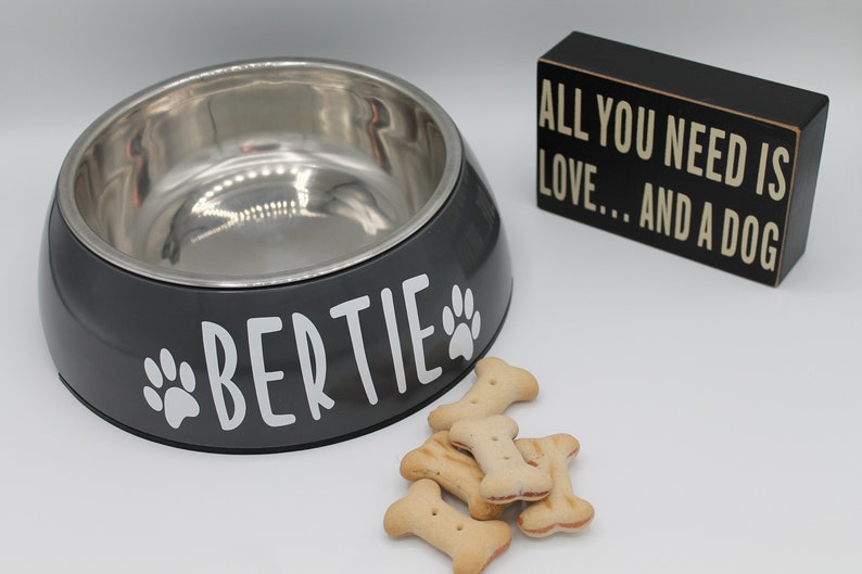 Personalised Dog Bowl Grey Dog Bowl Non Slip Pet Bowl Etsy UK