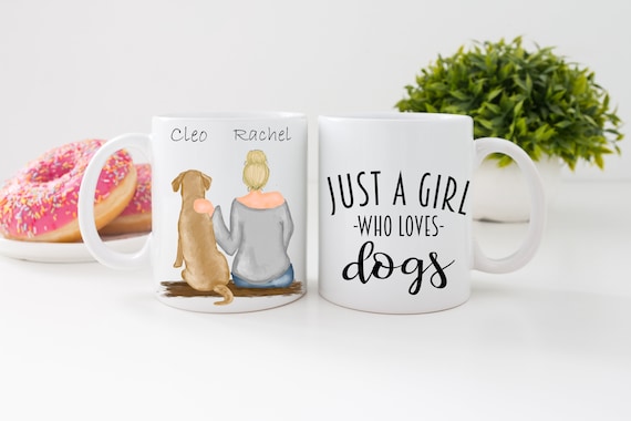 personalised girl and dog mug