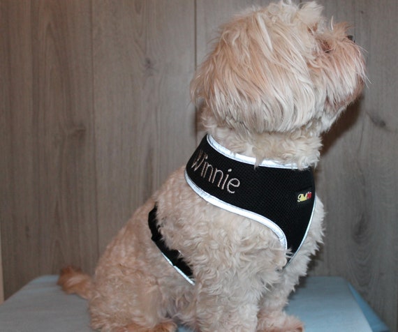 Dog harness with custom name Clearance