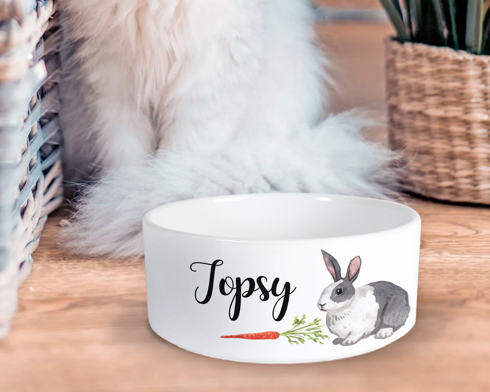 Personalised Rabbit Food Water Dish Bowl Rabbit Bowl Ceramic Etsy