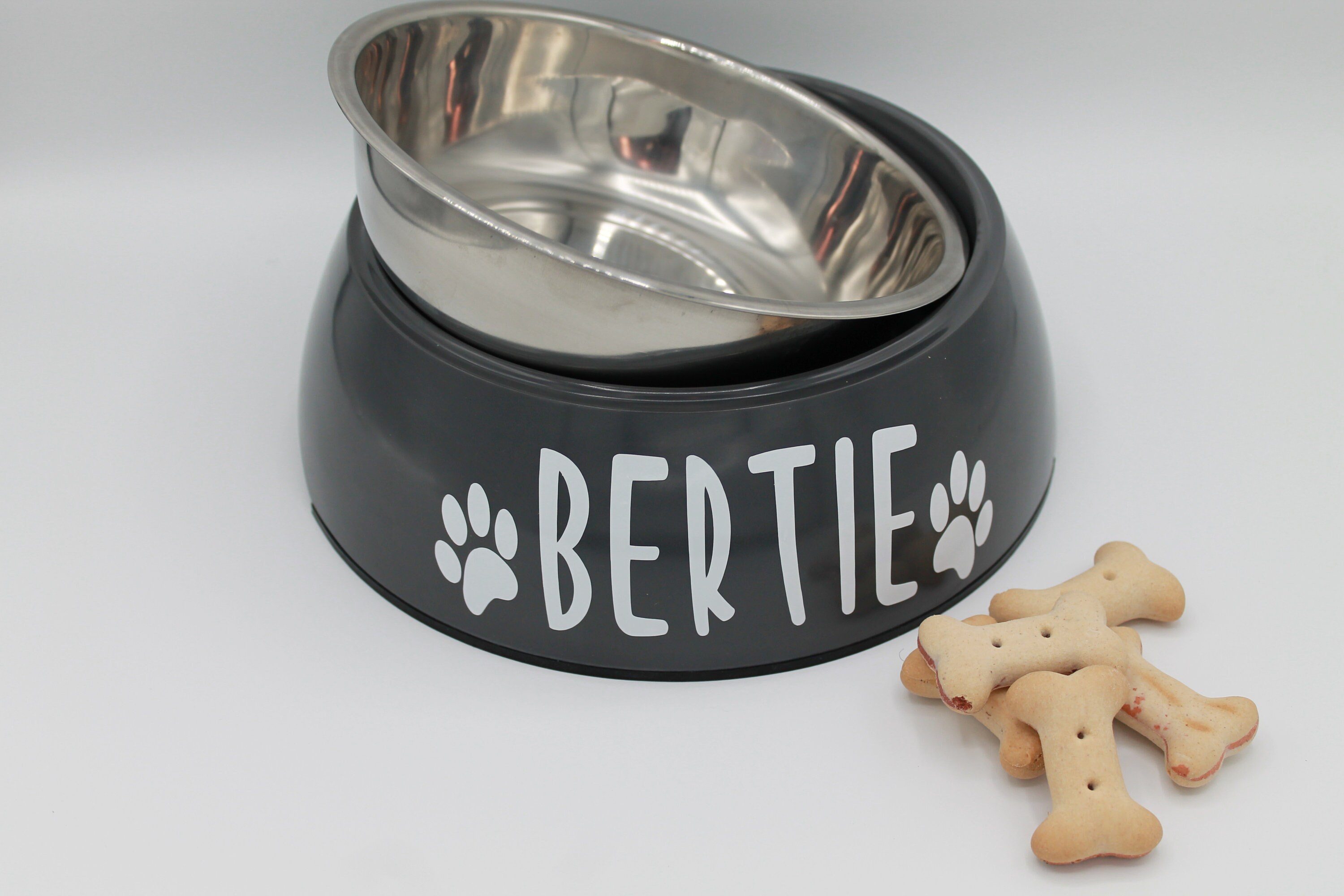 Personalised Dog Bowl Grey Dog Bowl Non Slip Pet bowl Etsy