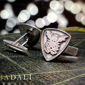 Cthulhu Crest Cufflinks, HP Lovecraft&#39;s Call of Cthulhu Jewelry, Sterling Silver Cthulhu Cuff links, Includes Free US Shipping
