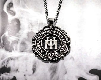 Miskatonic University Class Necklace, HP Lovecraft's Call of Cthulhu Jewelry, Silver or Bronze MU Pendant, Class Year 1928 - Call of Cthulhu