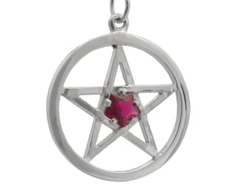 Harry Dresden's Pentacle Necklace with Ruby from Jim Butcher's The Dresden Files Series, Officially Licensed Sterling Silver Pentacles