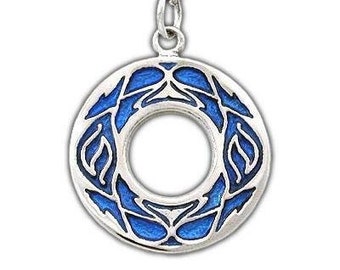 Elven Water Necklace - Sterling Silver Elven Pendant, Hand Enameled, Elements, Pagan Jewelry, Includes Free US Shipping