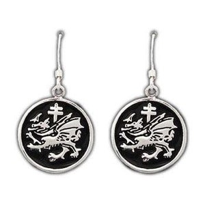 Order of the Dragon Dangle Earrings, Vlad the Impaler Jewelry, Sterling Silver Vampire Drop Earrings, Dracula, Free US Shipping