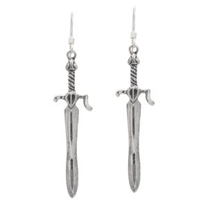 Caesura Sword Earrings from the Kingkiller Chronicle series by Patrick Rothfuss, Kvothe&#39;s Sword Dangles, Licensed Name of the Wind Jewelry