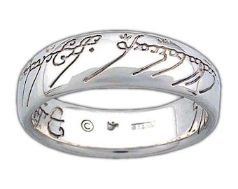 The One Ring™ of Power en argent sterling, bijoux sous licence officielle Le Seigneur des Anneaux, Le Hobbit, tailles US 4 à 20, argent recyclé