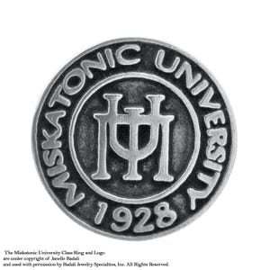 Miskatonic University Class Pin, HP Lovecraft&#39;s Call of Cthulhu Jewelry, Sterling Silver or Bronze MU Lapel Pin or Tie Tack