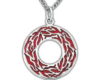 Elven Flame Necklace - Sterling Silver Elven Pendant, Hand Enameled, Elements, Pagan Jewelry, Includes Free US Shipping