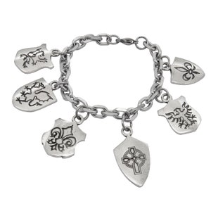 Harry Dresden's Shield Bracelet from Jim Butcher's The Dresden Files Series, Officially Licensed Charm Bracelet, Silver Charms