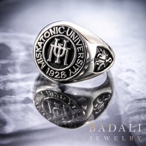 Miskatonic University Class Ring, HP Lovecraft's Call of Cthulhu inspired jewelry, Recycled Sterling Silver MU Signet Ring, US Sizes 5 - 15