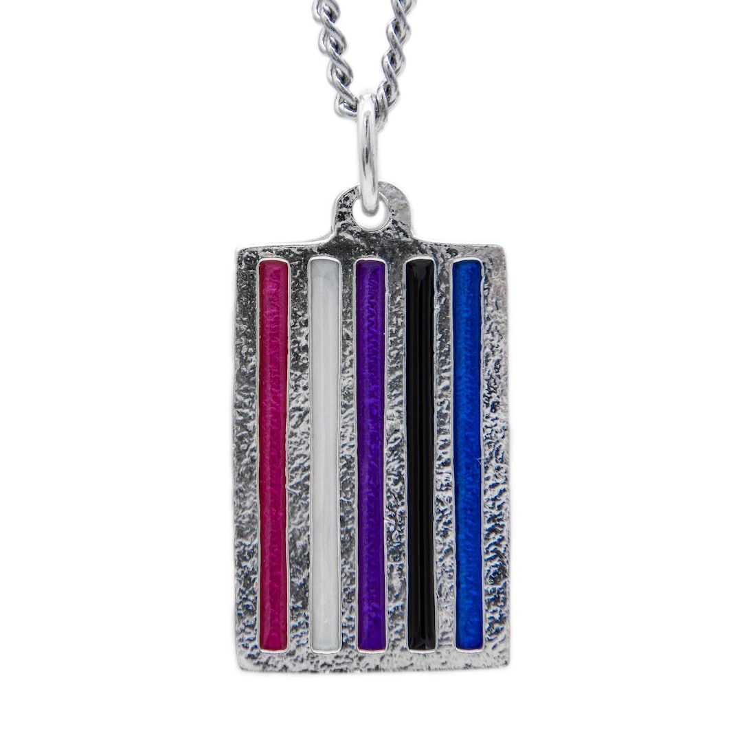 Genderfluid PRIDE Flag Necklace, Sterling Silver Pride Flag Pendant ...