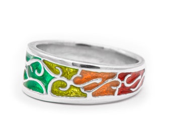 PRIDE Band - Large, Elven Jewelry, LGBTQIA+ Ring, Sterling Silver Band, Includes Free US Shipping