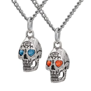 Collier pendentif Bob la tête de mort de The Dresden Files par Jim Butcher, collier tête de mort en argent sterling avec yeux CZ sous licence officielle