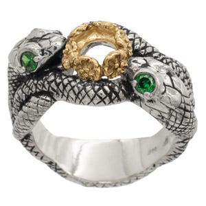 The Engagement Ring of Aragorn and Arwen, Officially licensed The Lord of the Rings Jewelry, Silver Snake Ring w/ Gold Crown