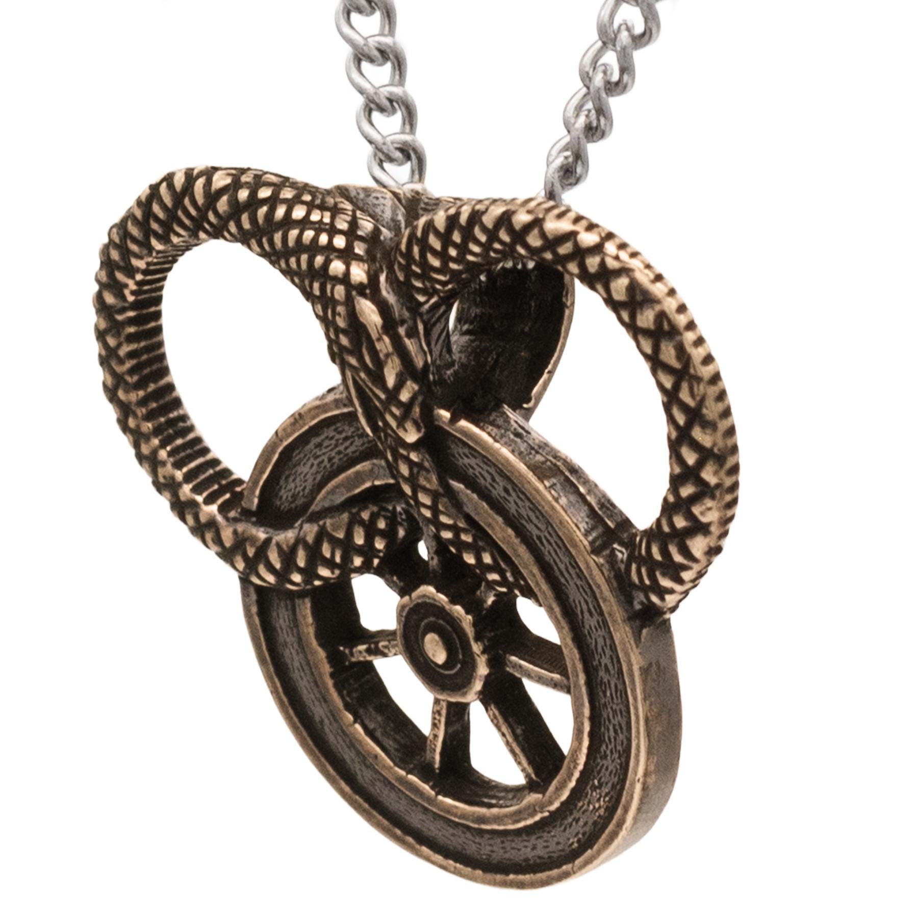 The Wheel of Time™© Snake and Wheel Necklace - Sterling Silver or
