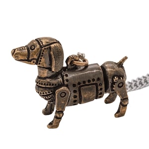 Bumbersnoot Pendant / Bracelet from Gail Carriger&#39;s The Finishing School series, Mechanimal Charm, Bronze Steampunk Dog, Free US Shipping