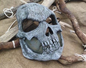 fullface skull mask - made to order - macabre elegant man headdress shamanic barbarian cap crown large fetish skeletron bones tribal